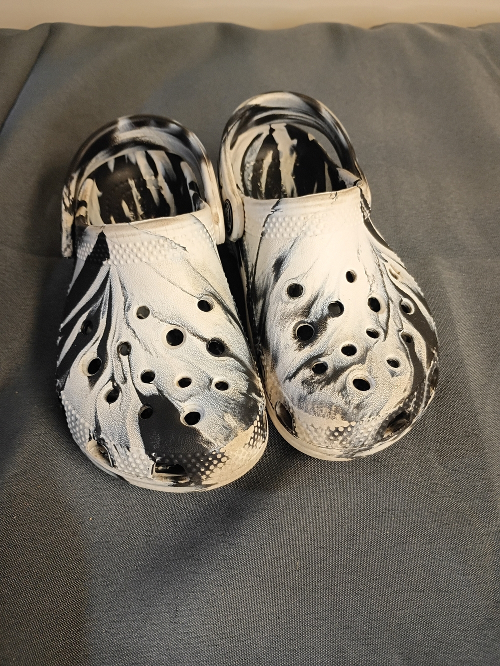 CROCS Kids Black & White Swirl Clogs - Comfortable Slip-On Shoe
